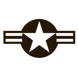 US Air Force Star Vinyl Sticker Decals (Pack of 2) for Car Bumper Window Laptop Tablet Phone (6" x 3.3", Black)