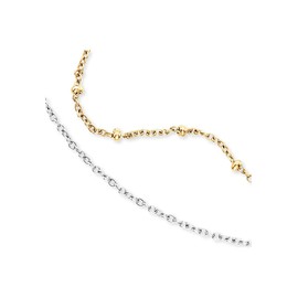 Engelsrufer Twin Anklet for Women 925 Sterling Silver Rhodium Plated or Stainless Steel Two Tone Adjustable Length Nickel Free Allergy Sufferers, Stainless Steel, No Gemstone