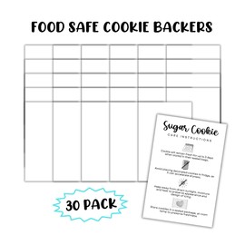 Cookie Backer Cardstock Grease Resistant Proof 30pk 4x6” Plain White for Sugar Cookies Sprinkles for Bags Care Instructions Packaging Storage Preservation Baking