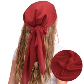 COMNICO Head Scarf Satin Hair Scarf for Women Neck Scarfs Square Like Silk Bandana Hair Wraps Scarf for Sleeping (27.5 Inch) (Red)