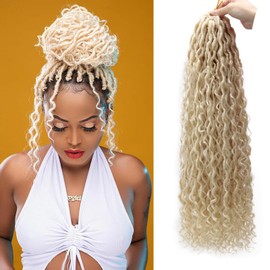 8Packs Goddess Locs Crochet Hair 22Inch Crochet Locs,Boho Faux Locs With Curly Ends River Hippie Locs Bohemian Locs Blonde Crochet Hair for Black Women(613#, 22inch(Pack of 8))