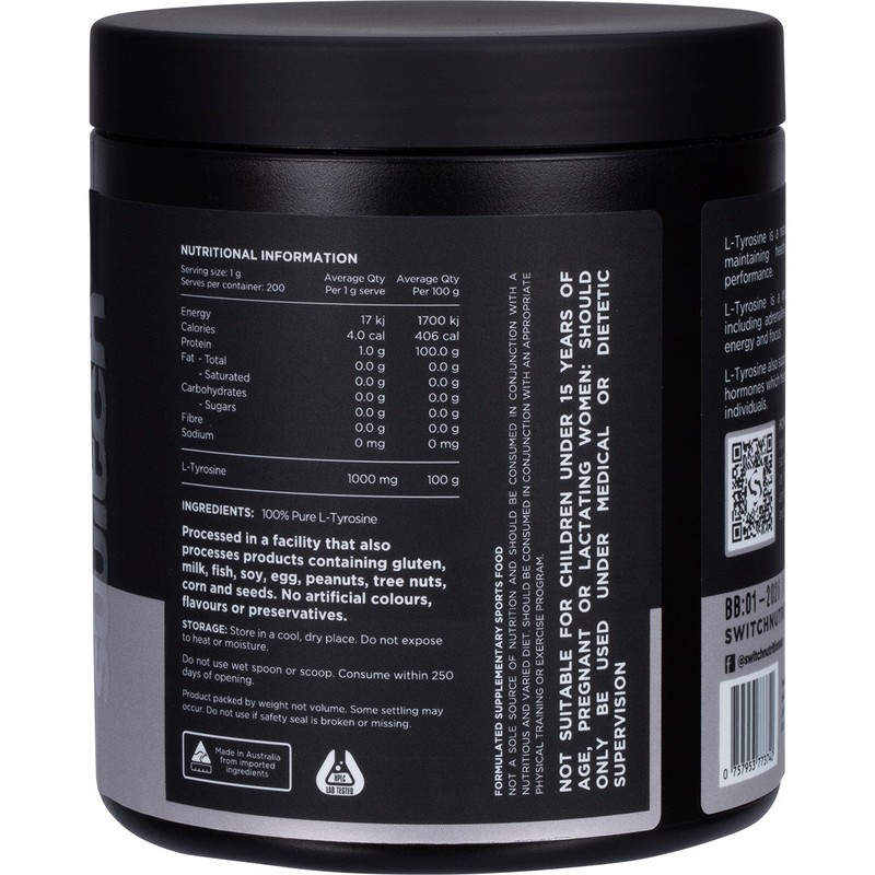 Switch Nutrition Tyrosine 100% Pure L-tyrosine Unflavoured 200g
