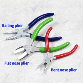 SPEEDWOX Mini Bent Nose Plier 5 Inches Flat Nose Plier Nylon Jaw Pliers Bailing Pliers 6 Step 5.5 Inches Small Wire Looping Pliers 3 Pcs Set Jewelry Making Tool Set