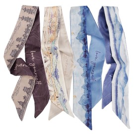 TEBIEKOY 4Pcs Fashion Scarves for Women, Multifunctional Boho Scarves Headbands Satin Scarf for Bag Hair Accessories