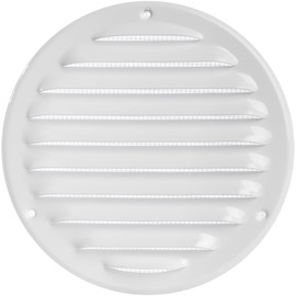 HVAC OV 5 Inch White Round Metal Vent Cover - Soffit Exhaust Vent with Mesh Screen - Return Air Vent Grille - HVAC Register Vent Covers for Home Wall - Weatherproof Cold Air Return Vent Cover
