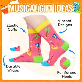 HAPPYPOP Guitar Gifts for Girls Boys - Crazy Socks Guitar Lovers Gifts for 7-9 Years Kids, Heavy Metal Gifts Music Gifts