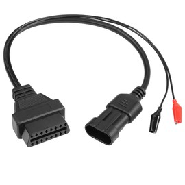 YACSEJAO 3 Pin to 16 Pin OBD2 Adapter Auto Car Diagnostic Connector OBD OBDII 3 Pin Male to 16 Pin Female with Alligator Clip for Car Fiat Alfa Romeo Lancia