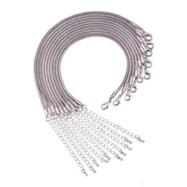 PH PandaHall 19cm Snake Chain Bracelet European Bead Charm Adjustable Bracelet Silver Snake Bracelet Charm Chain Extender with Lobster Clasp for DIY Christmas European Bracelets Making Gift, 10pcs
