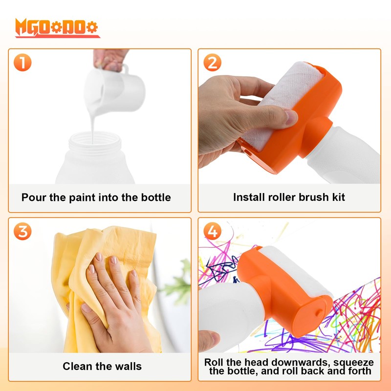 Mgoodoo Refillable Portable Wall Paint Roller Kit,500ml Empty Paint Dabbers