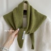 AIDU Premium Wool Blend Knit Triangle Shawl for Women - Korean Edition Shawl Light Khaki/35X105cm 2ea