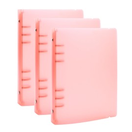 Briartw 3-Pack A5 6-Ring Binder Covers - Durable Polypropylene (PP) Storage Organizer - Compatible with 8x5.7inch Inserts,Page Protectors Pockets and Paper - Orange Protective Shells for DIY Projects