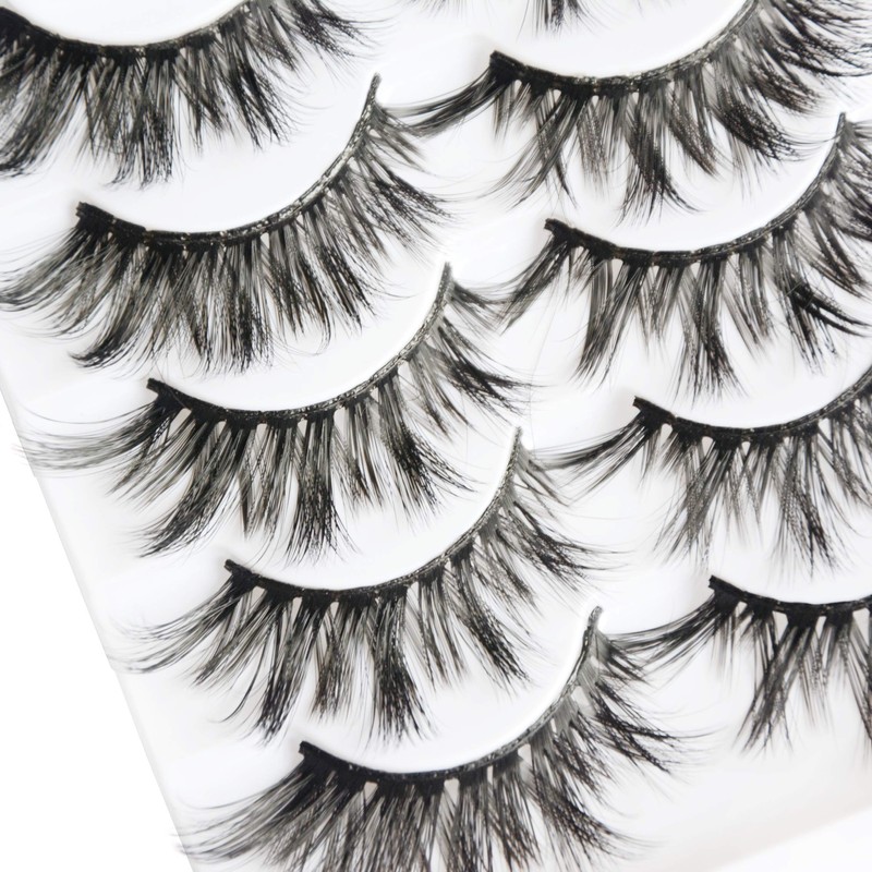 5 Pairs False Eyelashes Natural Fake Eyelashes Fluffy Hand-made Eyelashes