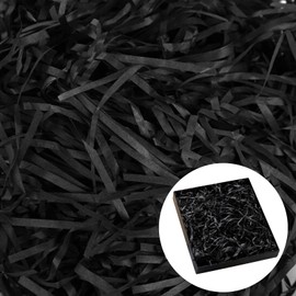 Cinvo 200g Shredded Paper Shredding Confetti Raffia Tissue Paper Fine Cut Strands for Gift Box Decoration Packaging Filler Filler Party Supplies (Black)