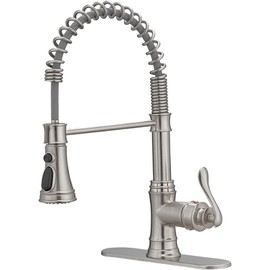 Bathfinesse Kitchen Faucet with Pull Down Sprayer, Brushed Nickel Finish, 360 Degree Swivel Nozzle, 3 Spray Modes, Easy Installation, Lead-Free Solid Brass Construction, 10 Inch Deck Plate