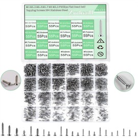 Zmbroll Flat Head Self Tapping Screws 1320Pcs Small Screws 304 Stainless Steel M1/1.2/1.4/1.7/2/2.2 Tiny Countersunk Cross Drive Head Electronic Screw 24 Kinds Micro Fastener Assortment Kit
