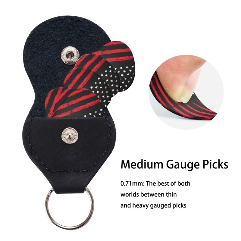 Guitar Picks 0.73mm Medium 6 Pack - Black Red American