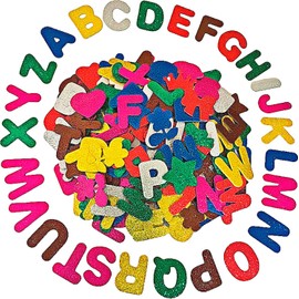 Pegatinas de letras de espuma, 360 pegatinas alfabeto con purpurina, letras espuma autoadhesivas con formas decorativas para manualidades y decoración del hogar