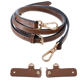ATSEKTZ Genuine Leather Crossbody Strap and Conversion Kit for Longchamp Mini Bag Strap Kit - Durable, Easy to Install, and Stylish(Brown-gold)