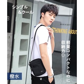 Freak Daikanyama Men's Mini Shoulder Bag, Cross-body Bag, Pochette, Sacoche, Lightweight, Simple, Waist Pouch, Black, Black