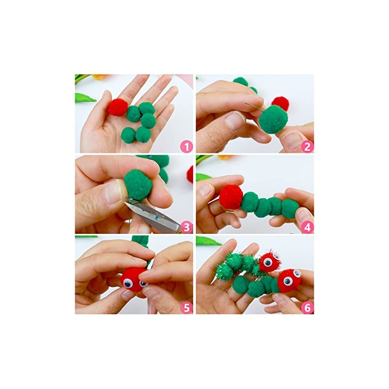 Bundooraking Pom Poms, 0.4inch (1cm), 2000pcs White for Crafts