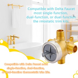 2Pcs R11000 Diverter Rough-In Shower Valve Brass Body, Compatible with Delta Faucet 3-Setting and 6-Setting Custom Shower Diverter Valve Kit, Compatible with Delta R11000 Shower Trim Kits.