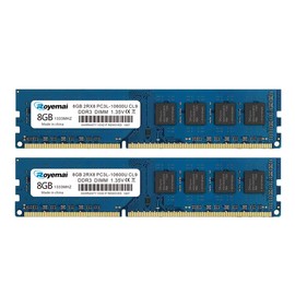 16GB Kit (2X8GB) DDR3 10600 RAM, DDR3 1333 8GB PC3L-10600U DDR3L Dimm 2Rx8 1.35V/1.5V CL9 Desktop RAM Memory for Desktop Computer