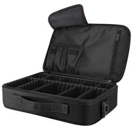 Luxspire Makeup Cosmetic Bag Storage Case, 2 Layer Large Professional Cosmetic Makeup Train Case, Portable Makeup Brush Toiletry Jewelry Holder Organizer Artist Bag with Adjustable Dividers, Black