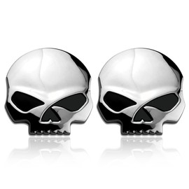 3D Metal Skull Car Sticker 2 Pieces Car & Motorcycle Sticker Skull Emblem Sticker Car Styling Accessories Decals (7 x 6.8 cm)