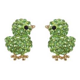 Navachi 18k Gold Plated Chicken Green Crystal Enamel Az1502s Stud Earrings