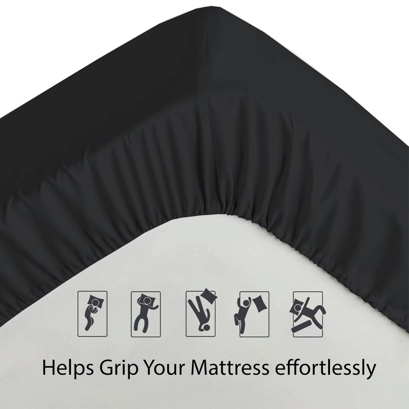 Ev Dekor Double Fitted Sheet Soft 100% Microfiber 40cm extra