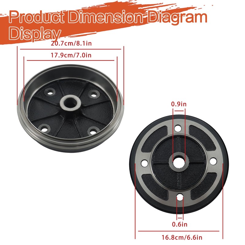 labwork Front Rear Brake Drum Replacement for Kawasaki Mule 2010