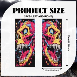 Blueshyhall B Pillar Sticker Car Skull Motif, Pack of 2 Centre Pillar Sticker Black with Skull Pattern Scratch-Resistant Waterproof Cool Car Sticker Sides Skull Car Tuning Sticker (E)