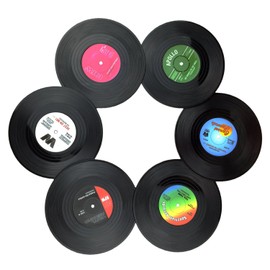 Txian 6PCS Retro Vinyl Cup Mat LP Record Style Coaster Non-slip Insulated Coffee Drink Mat