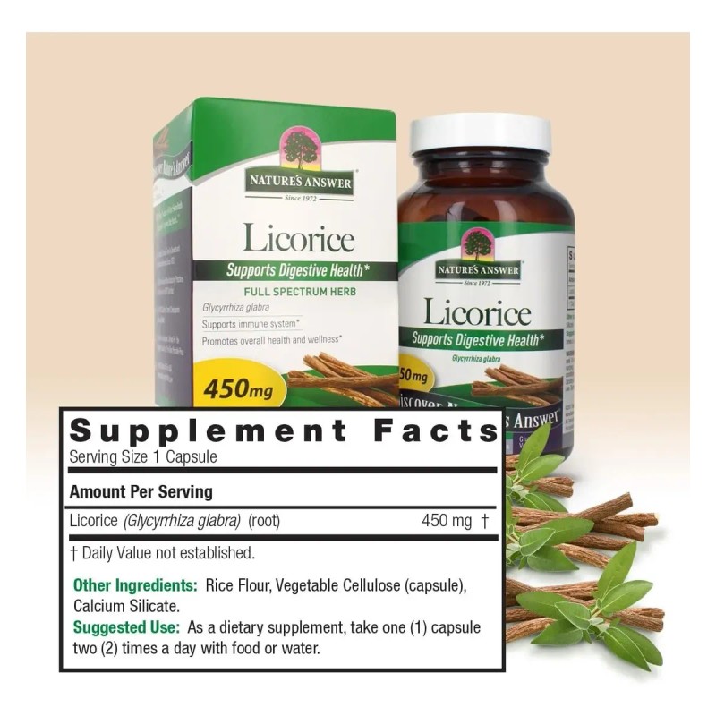Nature Answer Regaliz 450mg Cápsulas Vegetales Sfn