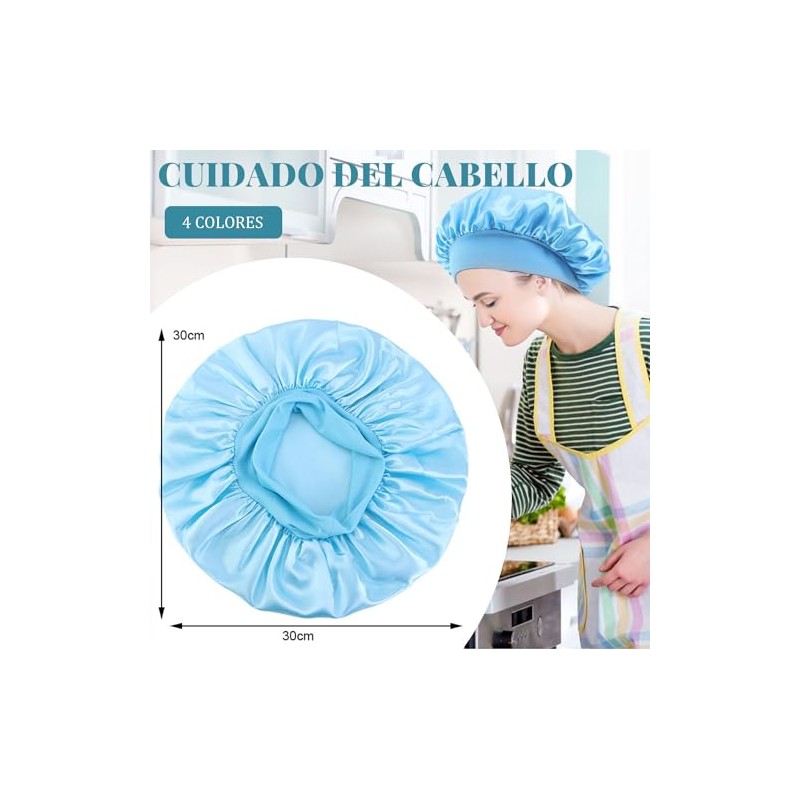 4 Piezas Gorro de Seda y Satén para Cabello Rizado,