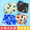 Men's Plus Size Swim Trunks - Trendy Coconut Print, Quick-Dry Sportswear Kg/6013 Blue 10ea