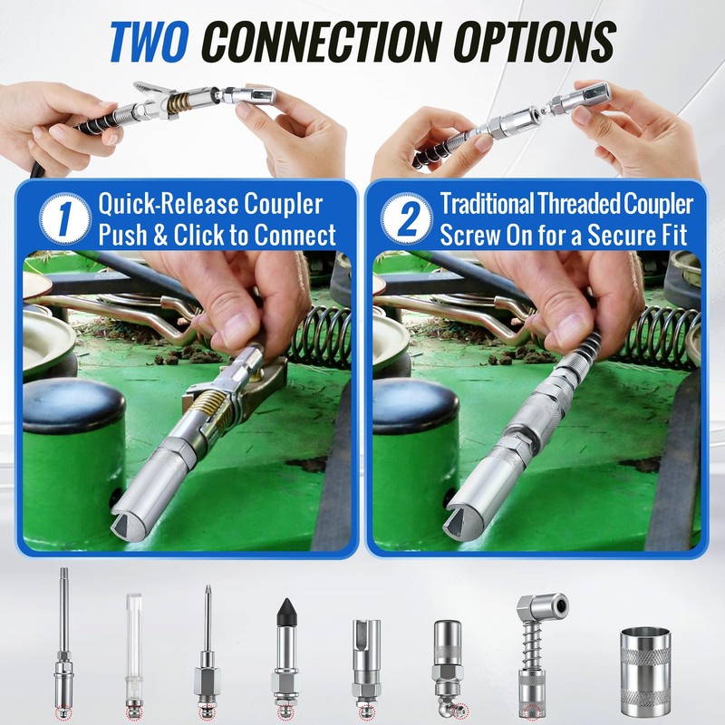 Dreyoo 9 PCS Grease Gun Couplers,Grease Gun Tip Quick Connect