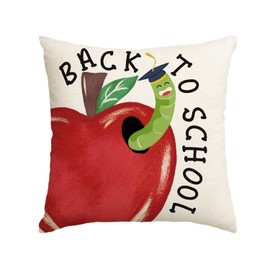 AVOIN colorlife Apple Bookwarm Throw Pillow Cover, 18 x 18 Inch Back to School First Day of School Decor for Sofa Couch