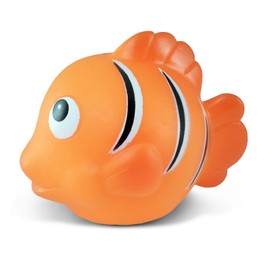 DolliBu Clown Fish Bath Buddy Squirter - Floating Orange Fish Rubber Bath Toy, Fun Water Squirting Bathtime Play for Toddlers, Soft Sea Life Animal Toy for The Bathtub, Beach, & Pool for Girls & Boys
