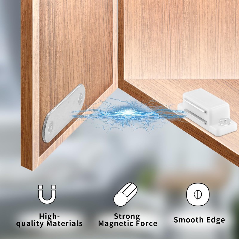 Andibro Pack of 4 Cabinet Magnet Latches, White Magnetic Catch