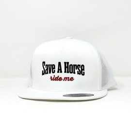 Save a Horse Ride Me Trucker Hat Funny baseball cap - Color: White