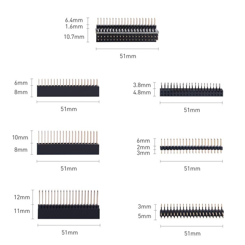 GeeekPi 2x20 40 Pin Stacking Female Header Kit for Raspberry