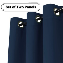 Grommet Top Blackout Curtains and Drapes, Blackout Window Curtains for Bedromm, Thermal Insulated Solid Window Blackout Draperies Navy Nursery & Infant Care Curtains Each Panel 52" W x 96" L