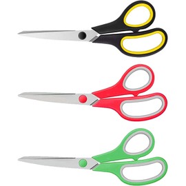 ZekPro 3 Pack All Purpose Scissors [Ultra Sharp] 8" Craft Scissors - Heavy Duty Sharp Blade - Bulk Sewing Scissor for Office, Fabric and School [Right Handed]