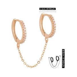 KVANU Unique Small Silver Chain Handcuff Hoop Earrings Double Piercing Crystal Dangle Drop Cartilage Earrings Chic Chain Huggie Hoop Earrings for Men Women (Rose gold)