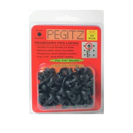 Pegitz Pegboard Peg Locks 50PCS (1/4 inch, Black)