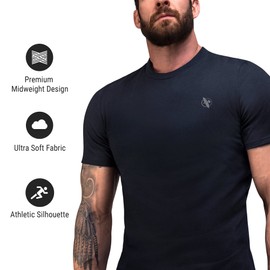 Hayabusa Men's Essential T-Shirt - Logo Graphic, Cotton Blend, Athletic Cut - Midnight, Medium