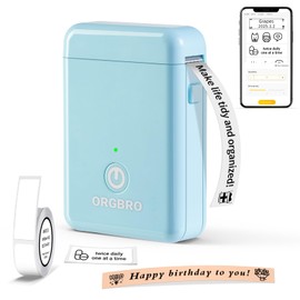 ORGBRO Label Maker Machine with Tape, X1 Portable Bluetooth Mini Label Printer, Support Pre-Cut & Continuous Label, Wireless Small Label Makers with Versatile App for School Home Office Organization