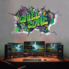 TOARTI 3D Graffiti Wall Sticker Teenager's Room Saying Chill Zone Wall Sticker Teenager Girls & Boys Graphiti Cool Wall Sticker Teenagers Room Decoration