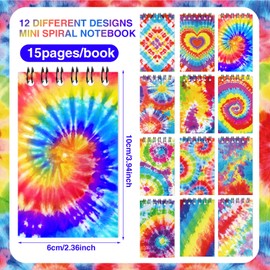 Zhanmai 36 Pcs Mini Tie Dye Notepads Multicolor Style Pocket Notebooks for Kids Spiral Mini Notebook Blank Mini Notebooks Tie Dye Birthday Supplies Small Notepads Tie Dye Party Favors